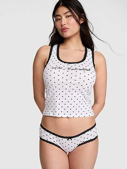 Lace-Trim Tank Top & Panty Set