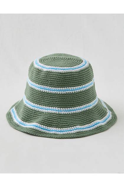 OFFLINE By Aerie Crochet Bucket Hat Hiker Olive