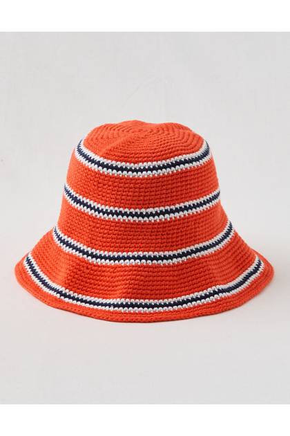 OFFLINE By Aerie Crochet Bucket Hat Orange Flare