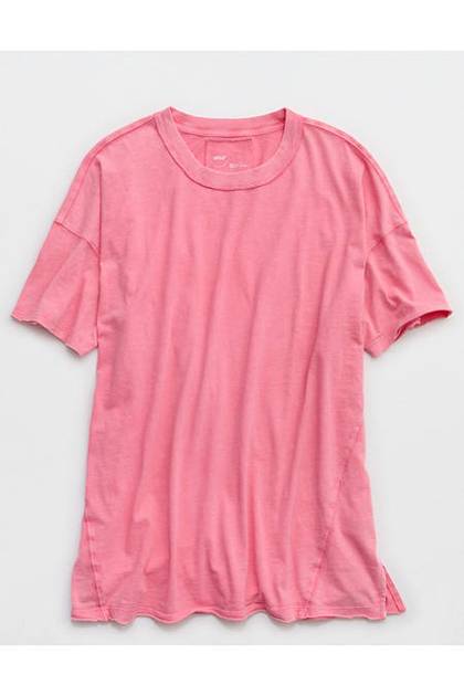 Aerie Oversized Crew Boyfriend T-Shirt Playful Pink
