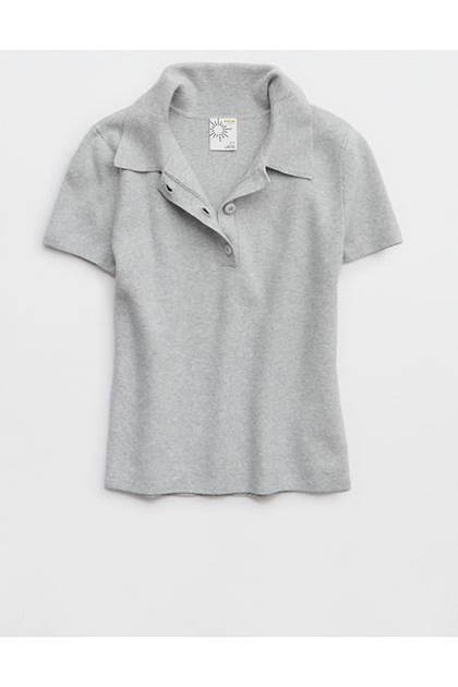 OFFLINE By Aerie Sweater Polo Medium Heather Gray