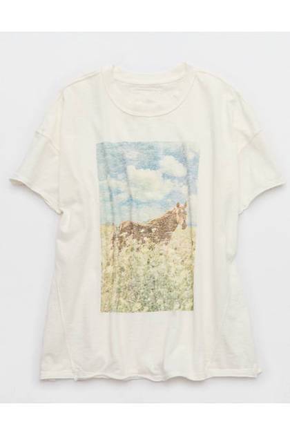 Aerie Oversized Crew Boyfriend T-Shirt Soft Muslin