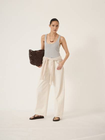Bree Stripe Horseshoe Barrel Leg Jeans