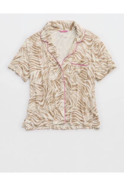 Aerie Real Soft® Short Sleeve Pajama Shirt Hot Fuchsia