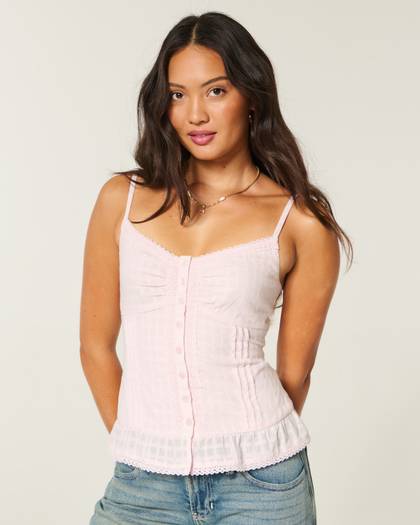 Peplum Button Front Top