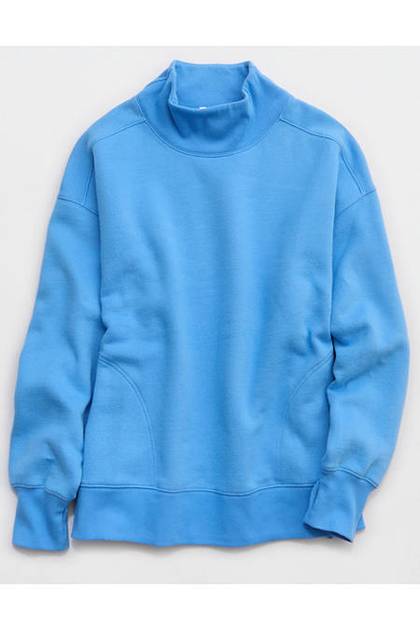 OFFLINE By Aerie Cloud Fleece Oversized Mockneck Sweatshirt Tidal Blue