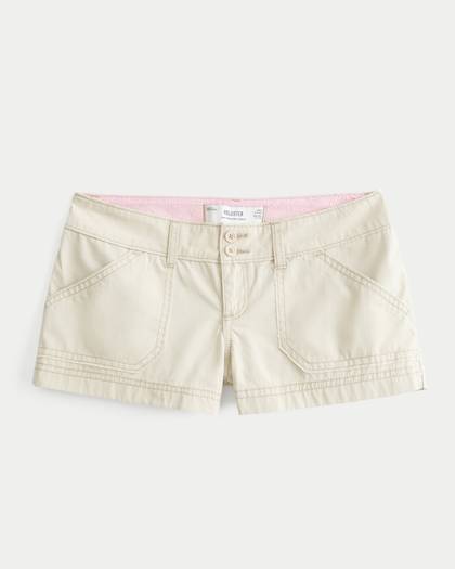Low-Rise Poplin Pop Waistband Mini Shorts