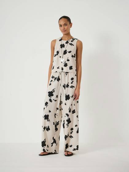 Petunia Linen Blend Wide Leg Trousers