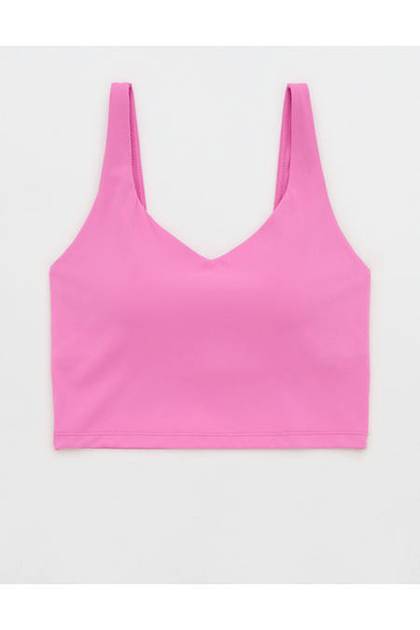OFFLINE By Aerie Real Me Low Key Longline Sports Bra Hot Fuchsia