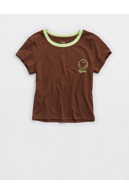 OFFLINE By Aerie | Smiley® Let's Stretch Ringer T-Shirt Universe