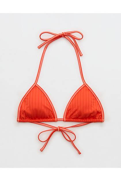 Aerie String Triangle Bikini Top Orange Flare