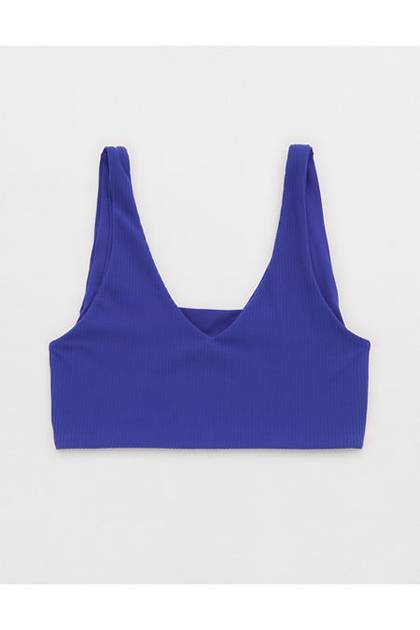 OFFLINE By Aerie Real Me XTRA Rib Switch Up V-Neck Sports Bra Deep Cobalt