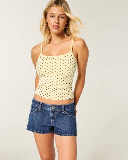 Low-Rise Medium Wash Mini Jean Shorts