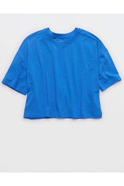OFFLINE By Aerie Let's Stretch Cropped T-Shirt Blue Vibe