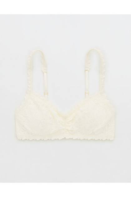Show Off Rosey Lace Padded Scoop Bralette Soft Muslin