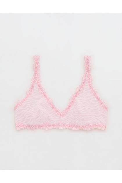 Show Off Zebra Lace Scoop Bralette Pink Petal