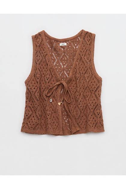 Aerie Crochet Tie Vest Horizon