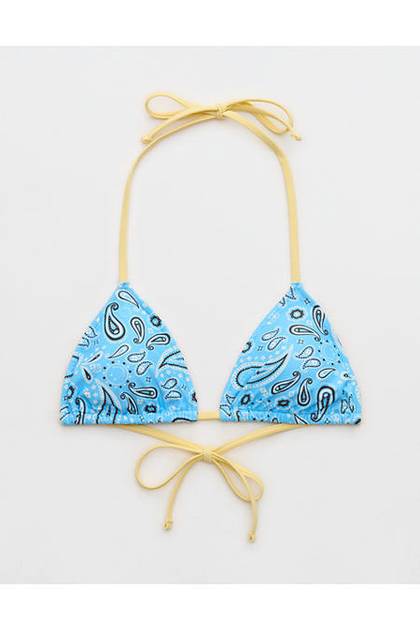 Aerie | Smiley® String Triangle Bikini Top Blue Plunge