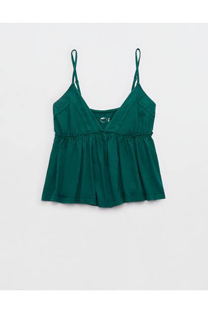 Aerie Happiest Babydoll Tank Top Deep Forest