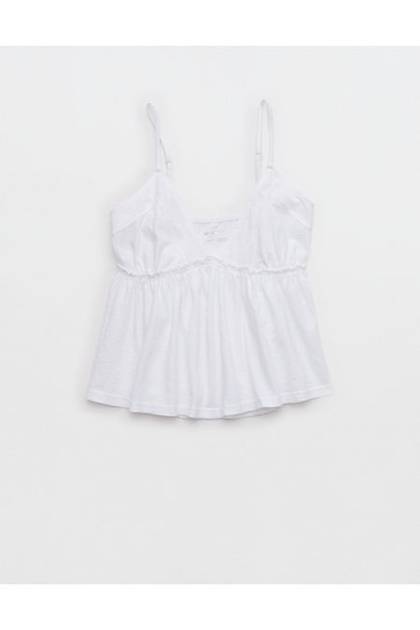 Aerie Happiest Babydoll Tank Top White