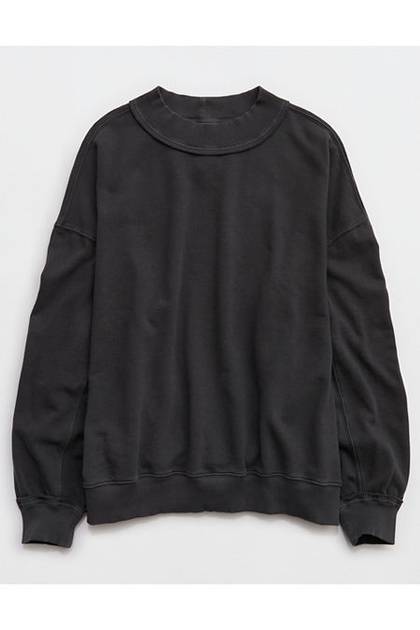 Aerie Alumni Mockneck Sweatshirt Smoked Gray