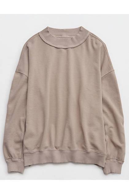 Aerie Alumni Mockneck Sweatshirt Pebble