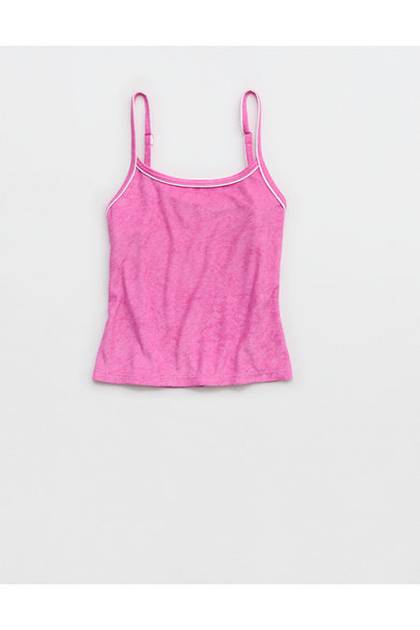 Aerie Real Hot Terry Tank Top Hot Fuchsia