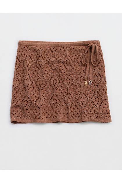 Aerie Crochet Pull-On Mini Skirt Horizon