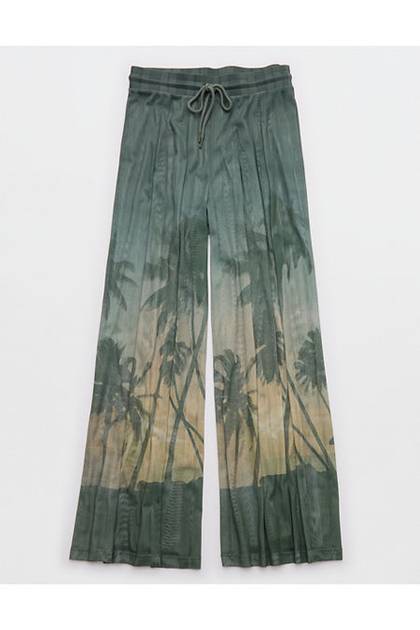 OFFLINE By Aerie Mesh Super Wide Leg Pant Royal Palm