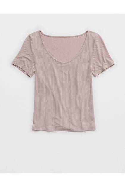 Superchill Modal Rib Short Sleeve Scoop T-Shirt Pebble