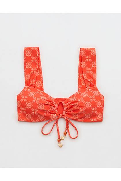 Aerie Keyhole Bandeau Bikini Top Orange Flare