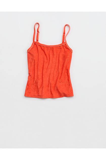 Aerie Real Hot Terry Tank Top Orange Flare