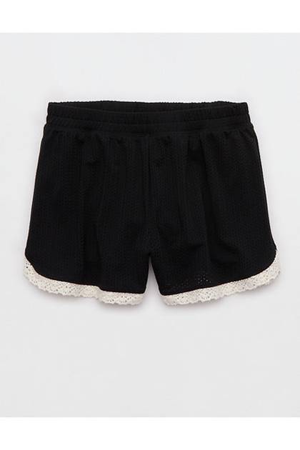 OFFLINE By Aerie Mesh Lace Short True Black
