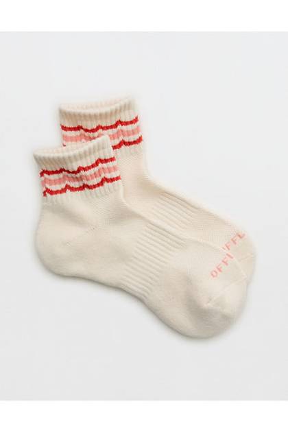 OFFLINE By Aerie Mesh Short Crew Sock Orange Flare