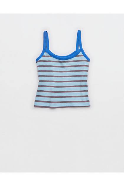 OFFLINE By Aerie Let's Stretch Ringer Tank Top Divine Blue