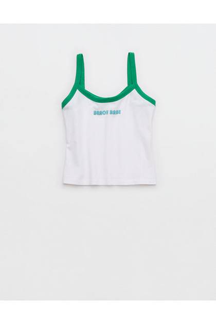 OFFLINE By Aerie Let's Stretch Ringer Tank Top White
