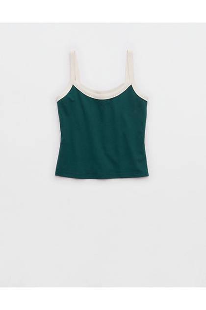OFFLINE By Aerie Let's Stretch Ringer Tank Top Jade