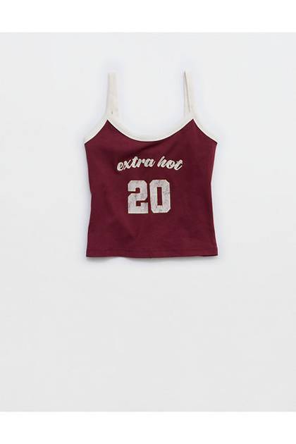 OFFLINE By Aerie Let's Stretch Ringer Tank Top Deep Ruby