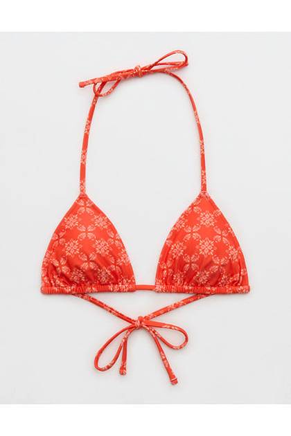 Aerie String Triangle Bikini Top Orange Flare