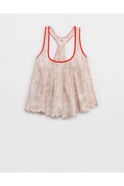 Aerie Woven Scoop Neck Tank Top Pink Petal