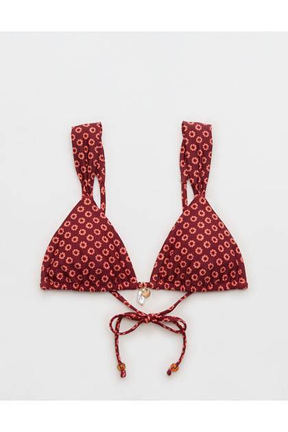 Aerie Triangle Wide Strap Bikini Top Deep Ruby
