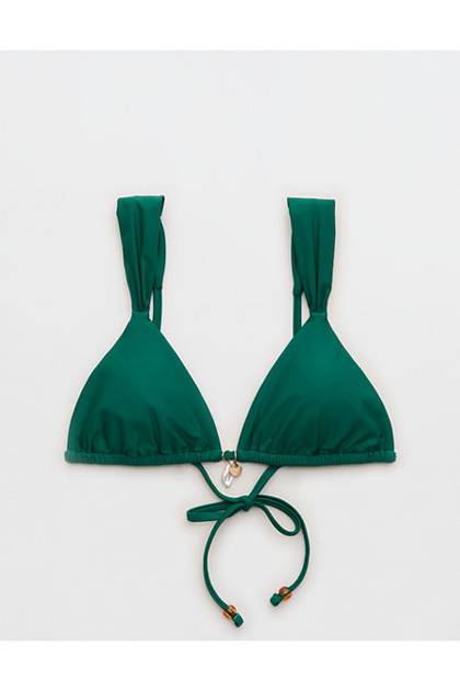 Aerie Triangle Wide Strap Bikini Top Deep Forest