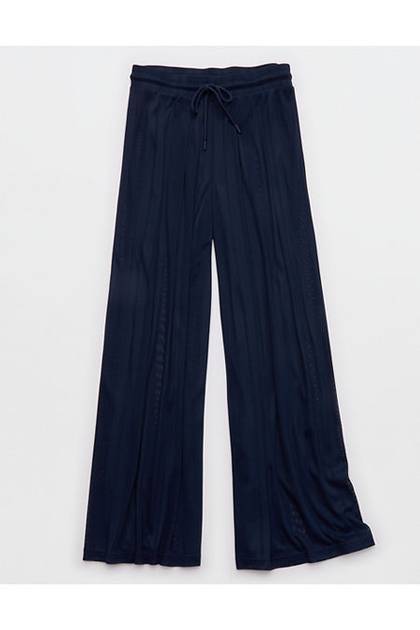 OFFLINE By Aerie Mesh Super Wide Leg Pant Royal Navy