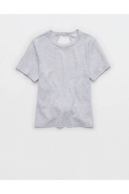 Aerie Twist Back Baby T-Shirt Light Heather Gray