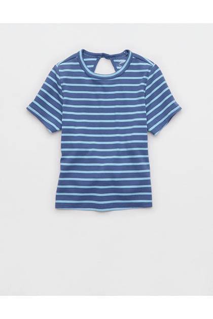 Aerie Twist Back Baby T-Shirt Marbled Blue
