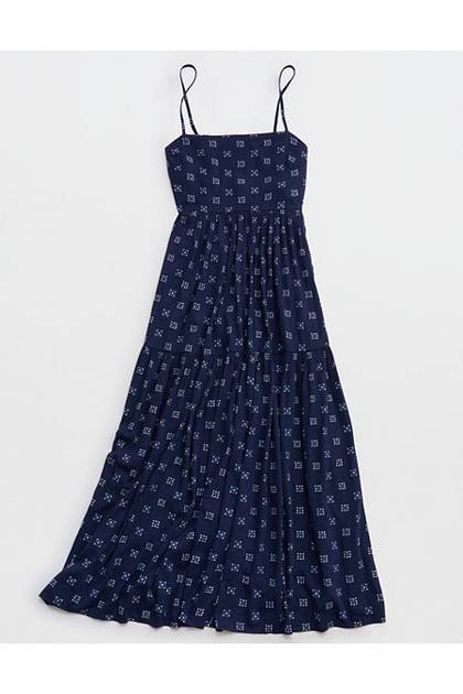 Aerie On-The-Down-Low Back Dress Navy