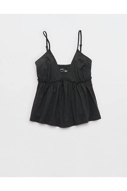 Aerie Happiest Babydoll Tank Top Smoked Gray