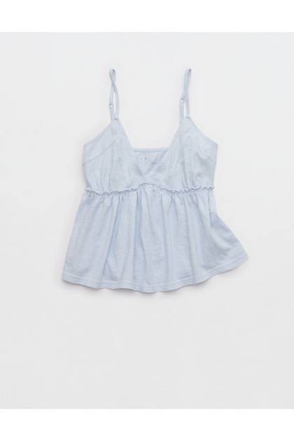 Aerie Happiest Babydoll Tank Top Misty Sky