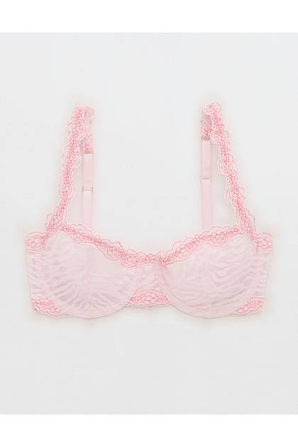 Show Off Zebra Lace Unlined Balconette Bra Pink Petal
