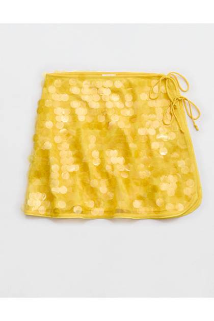 Aerie Sequin Party Mini Sarong Yellow Infusion